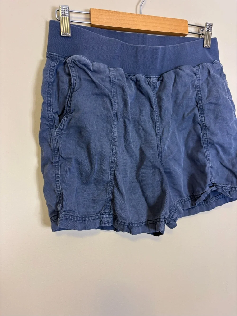Faherty Blue Elastic-Waist Casual Women's Shorts with Pockets Small